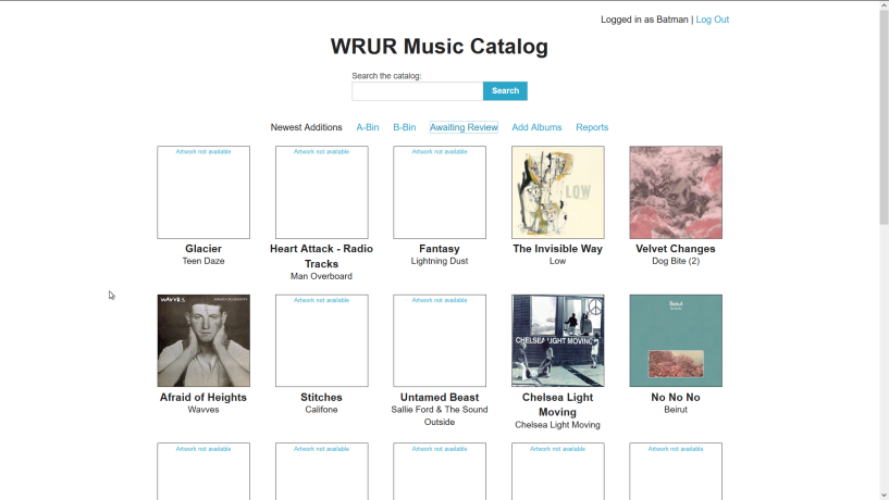 music catalog home view
